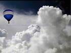 HOT AIR BALLOON FLOATING CLOUDS BLUE WHITE PHOTO ART PRINT POSTER BMP1236B