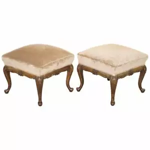 SUBLIME PAIR OF CIRCA 1860 ANTIQUE VICTORIAN FOOTSTOOLS STOOLS CARVED MAHOGANY - Picture 1 of 12