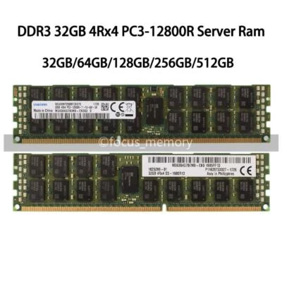 32GB/64GB/128/256GB/512GB 4Rx4 PC3-12800R DDR3-1600MHZ ECC REG Server Memory lot - Image 1 of 4