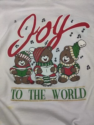 Sudadera Vintage Adulto XL Joy To The World Pintura Hinchada Osos de Peluche Hanes *Leer Foto 1 de 4