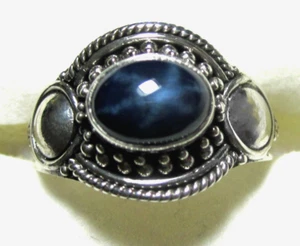 Anillo Artesanal Zafiro Estrella / Talla 5.5 / Plata de Ley 925, 2.2ct, 3.7g - Imagen 1 de 7