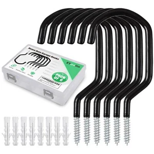 6 Pack Heavy Duty Bicycle Storage Hooks Screw In Bike Hanger Hooks for Garage - Picture 1 of 6