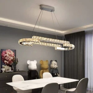 Crystal Pendant Light Kitchen Dimmable Ceiling Lamp Bedroom Bar Pendant Lighting - Picture 1 of 9