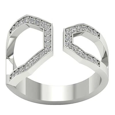 Diamante natural aniversario abierto SI1 G 0,35 quilates oro blanco amarillo 14K 14,30 mm Foto 1 de 4