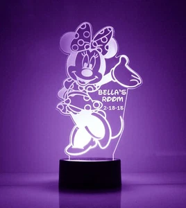 Minnie Mouse Personalized FREE LED Night Light Lamp with Remote Control Light - Picture 1 of 8