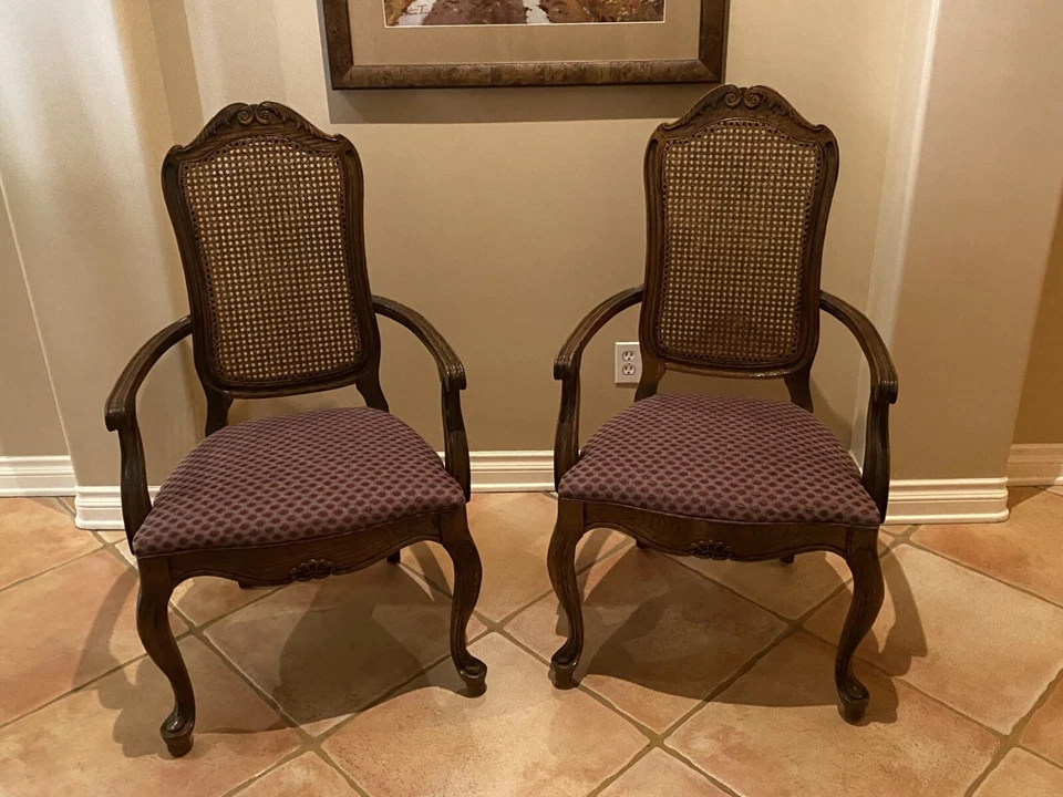 Pair of  Vintage Century Furniture CO. Cane Dining Arm Chairs- French Country - Image 1 of 4