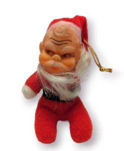 Vintage Rubber Face Santa Claus Plush Ornament 3" - Picture 1 of 8