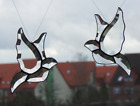 Szklenie ołowiowe Obraz na okno Fasety - Para gołąb Suncatcher w Tiffany