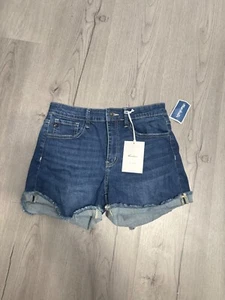 KanCan Damen High Rise CUFFED Denim Shorts Blau Größe W7-27 Freizeit Sommer Neu mit Etikett - Bild 1 von 7