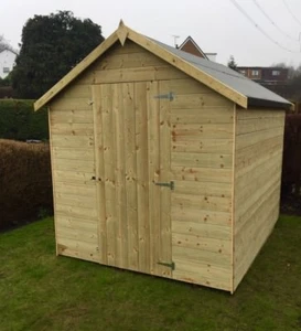 Tanalised Apex Garden Shed Pinelap Pressure Treated Hut T&G Wooden Storage shed - Picture 1 of 14