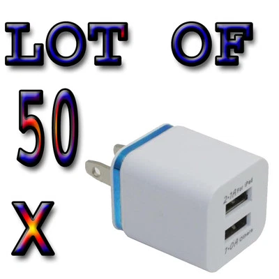 LOT of 50 x 2Ports Dual USB AC Wall Charger for Samsung 3 4  iPhone 6 6s 5 4 3 - Image 1 of 3