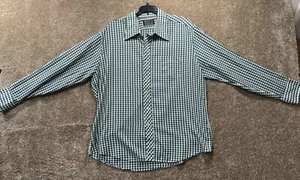 Vintage 70s JC Penney Men’s Button Down - XL 17.5 - Green Plaid Western Poly - Picture 1 of 8