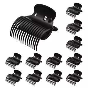 Hot Roller Clips - 12PCS Plastic Black Claw Clips for Small/Me/Large/Jumbo Hair - Picture 1 of 12