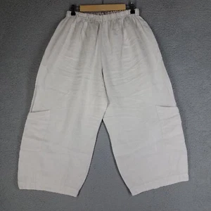 Bryn Walker Leinen Wide Leg Barrel Hose Damen Medium Cargo Lagenlook Cropped - Bild 1 von 15