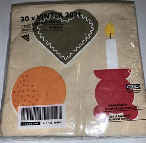 IKEA Vinter 2021 Paper Napkin Christmas Pattern Multicolor 9 ½ x 9 ½ "  30 Pack - Picture 1 of 2