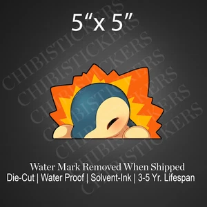 Fire Pokemon Chikorita Cyndaquil Tododile Peeker Vinyl Sticker Waterproof - Picture 1 of 2