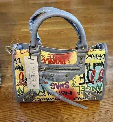 Cartera Bandolera y Asa Graffiti con Cuero Vegano Colorido Nueva con Etiquetas Foto 1 de 2
