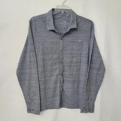 Guess Shirt Mens XL Heathered Grey Knit Long Sleeve Button Up Pocket Stretch - Image 1 of 4