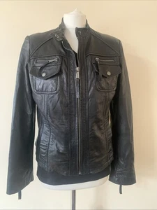 Michael Kors Women's Real Leather Black Jacket Size L - Picture 1 of 17