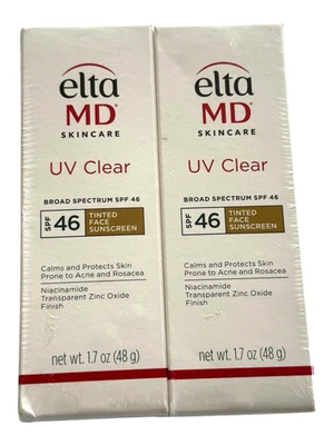 2Pcs Elta MD UV Clear TINTED Facial Sunscreen SPF 46 1.7 oz Ex: 8/27 - Image 1 of 4