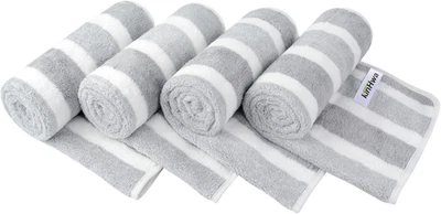 Toallas de mano de microfibra para baño cara suave y absorbente 4 rayas grises Foto 1 de 4