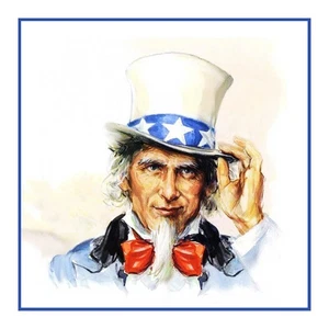 Patriotic American Uncle Sam Counted Cross Stitch Pattern - Picture 1 of 9
