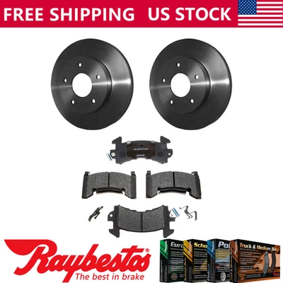 Rear Kit Brake Rotors + Metallic Pads & Hardware For 1979-1981 Pontiac Firebird - Image 1 of 4