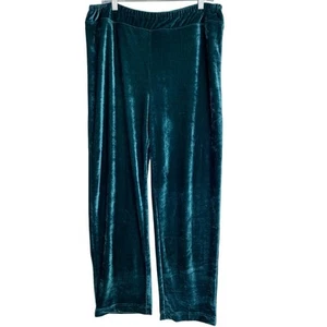 Pantaloni Norm Thompson velluto donna grande verde tuta retrò gamba dritta jogger - Foto 1 di 7