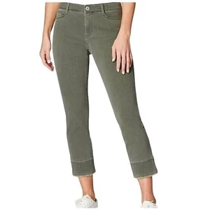 Pantalones de mezclilla cortos ajustados modernos J JILL NUEVOS dobladillo deshilachado verde oliva informales talla 2 - Imagen 1 de 10