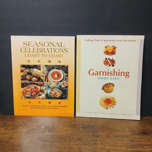 Lot of 2 Food Books, Seasonal Celebrations Cookbook & Garnishing Made Easy - Picture 1 of 6
