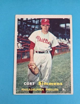 1957 Topps #158 Curt Simmons Philadelphia Phillies BASEBALL Card 9D - Image 1 of 2