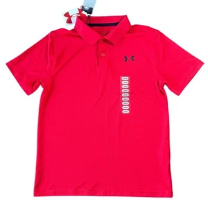 Polo Under Armour Nuevo con Etiquetas Niños Rojo Cuello Abotonado Talla Grande Negro UA En la parte delantera - Imagen 1 de 3