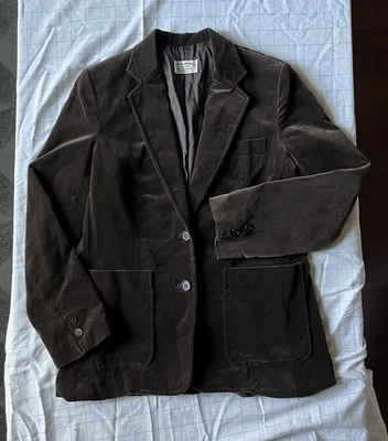 Blazer vintage 100% algodão veludo marrom escuro, feito no Japão, feminino P - Imagem 1 de 4