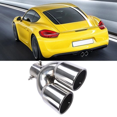 Rear Car Dual Exhaust Pipe Tail Muffler Tip Throat Tailpipe For Porsche Cayman  Foto 1 de 4