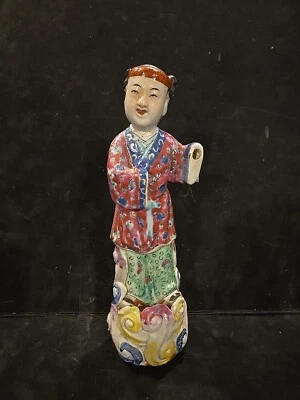 Antigua estatuilla china pintada a mano de porcelana rosa familiar sin manos CHINA Foto 1 de 4