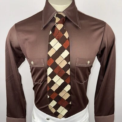 Corbata Damon De Colección Años 60 70 Para Hombre Corbata Ancha Poliéster Geométrica Fea Disco Mod Nik Foto 1 de 4