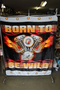 BORN TO BE WILD ENGINE FLAMES CAR MOTORCYCLE THROW BLANKET 50X60 - Picture 1 of 2