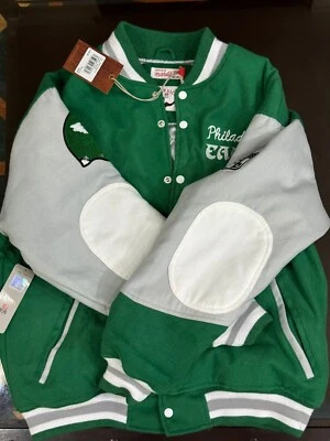 Jaqueta masculina Philadelphia Eagles Mitchell & Ness Varsity jaqueta princesa Diana - Imagem 1 de 4