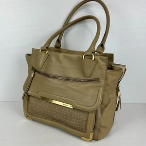 Mimco Leather Handbag Beige Gold Hardware Large Business Office - Picture 1 of 23