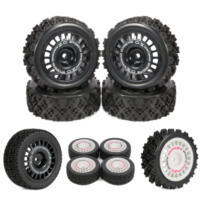 4Pcs Rally Tires&Wheel Rims 12mm Hex for Tamiya HSP HPI 1/10 off road Racing car - Image 1 of 4