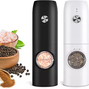 Electric Salt and Pepper Grinder Set, Rechargeable Automatic Pepper Mill Grinder - Picture 1 of 12
