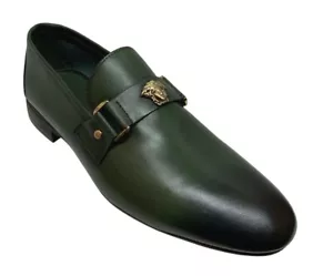 Sigotto Uomo Men's Slip On Green Leather Dress Shoes 5333 - Picture 1 of 6