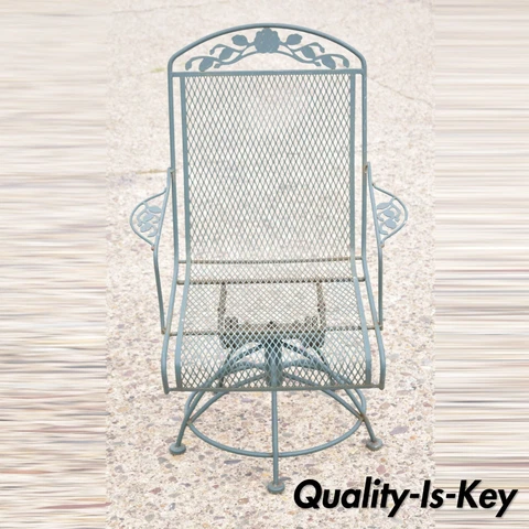 Vintage Meadowcraft Dogwood Green Wrought Iron Swivel Spring Garden Patio Chair Cover