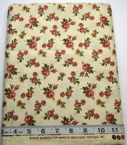 Vintage Faye Burgos Florals On Cream BTY Marcus Cotton Sew Quilt Craft Fabric - Picture 1 of 3