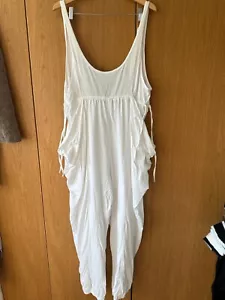 BNWOT Anthropologie white jumpsuit XL upto UK 22 plus size cotton beach harem - Picture 1 of 12
