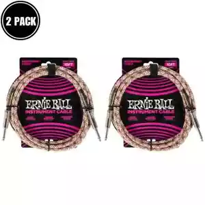 EMERALD 10' EMERALD ARGYLE BRAIDED INST.CABLE ERNIE BALL 6426 STRAIGHT/ST 2 Pack - Picture 1 of 9