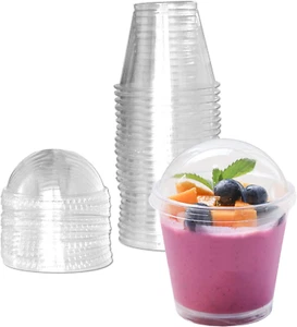 Clear Plastic Cups with Lids,6Oz-25 Sets Mini Parfait Cups with No Holes Dome Li - Picture 1 of 12