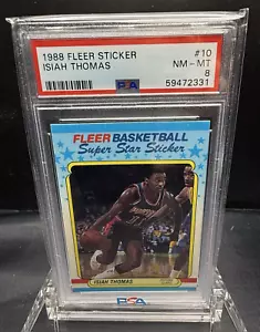 1988 FLEER SUPER STAR STICKER ISIAH THOMAS #10 PSA 8 - Picture 1 of 2