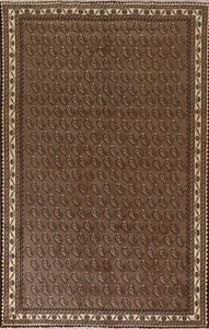 Vintage Natural Dye Brown/ Ivory Bakhtiar Area Rug 6'x10' Wool Hand-made Carpet - Picture 1 of 12