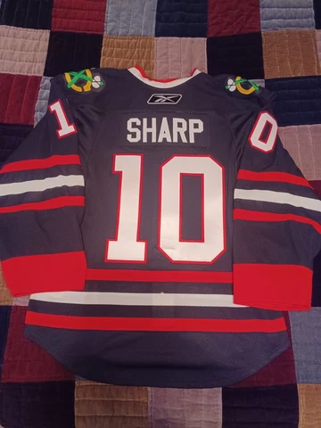 2008-09 Chicago Blackhawks Patrick Sharp Reebok 2.0 Pro Jersey 52 Fight Strap Cover